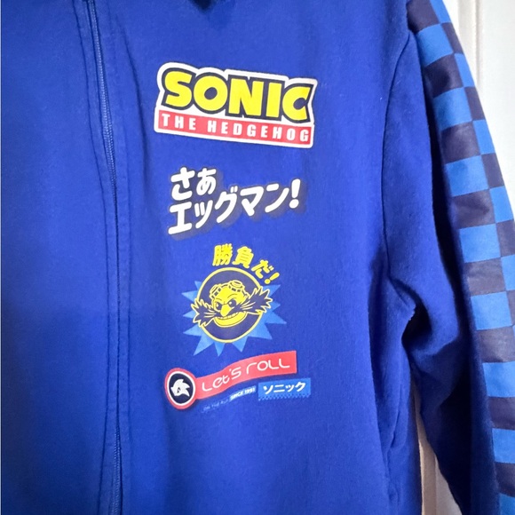 Sonic The Hedgehog Blue Kids Hoodie jacket  zip sz 18 XXL - Picture 8 of 10